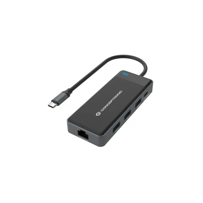 Conceptronic DONN14G Docking Station 7 en 1 USB-C 3.2 Gen1 a