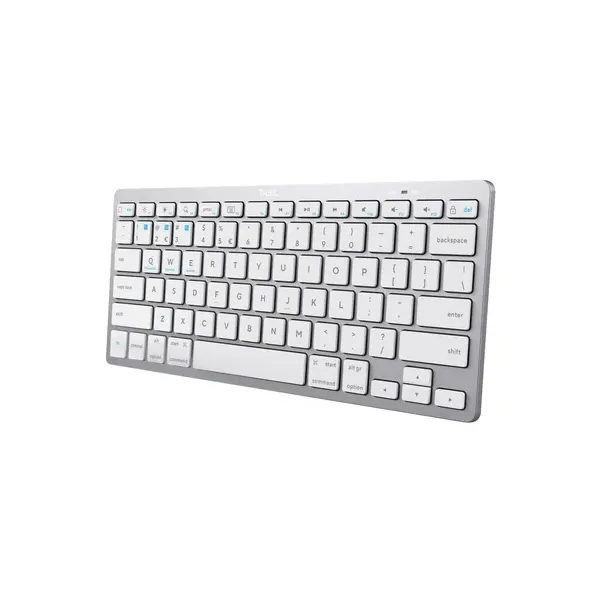 Teclado Trust Basics Bluetooth Ultrafino Para Pc, Tableta Y Smartphone Color Blanco/plata 24654