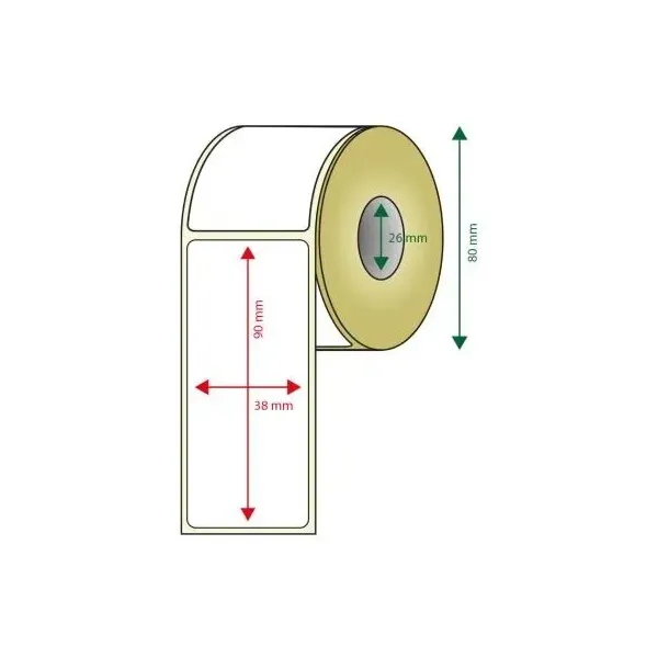 Pack De 6 Rollos De Etiquetas Adhesivas Termicas Blancas Approx Ancho 80mm Tamaño Etiqueta 38x90mm 400u Por Rollo