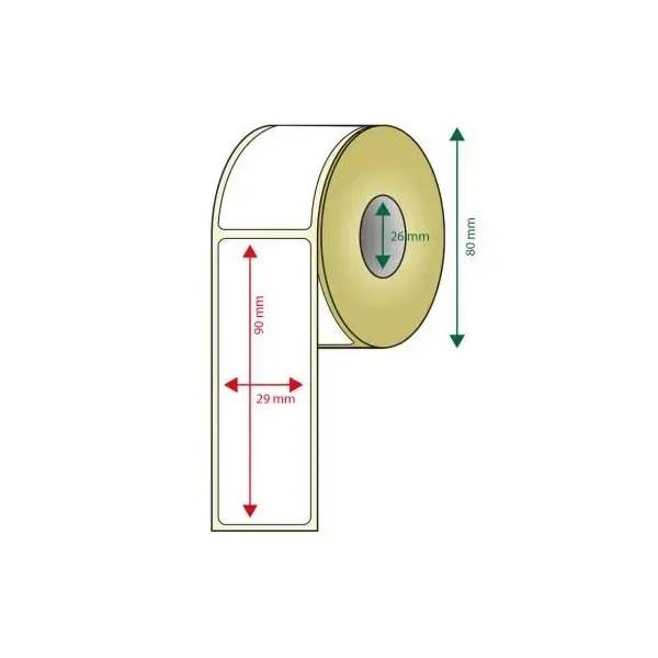 Pack De 6 Rollos De Etiquetas Adhesivas Termicas Blancas Approx Ancho 80mm Tamaño Etiqueta 29x90mm 400u Por Rollo
