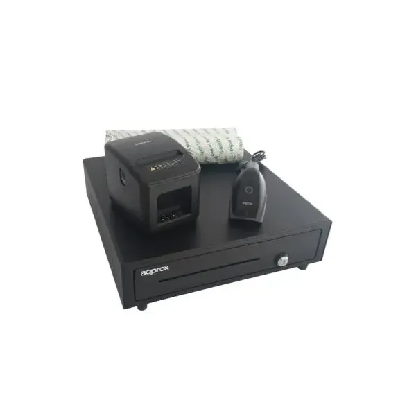Kit Tpv Approx Cajon Appcash01 Negro + Scan Appls22 Sin Peana + Imp. Term. Pos80am-usb + Papel