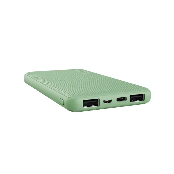 Powerbank Universal Trust Urban Primo Eco 10000 Ultrafina 25029 Verde 10000mah - 2 X Usb-a - 1 Usb-c
