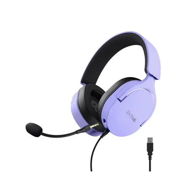 Headset Trust Gaming Gxt 490 Morado Fayzo 25303 Usb 7.1 Microfono Desmontable Y Flexible Iluminacion Rgb Auriculares Giratorios