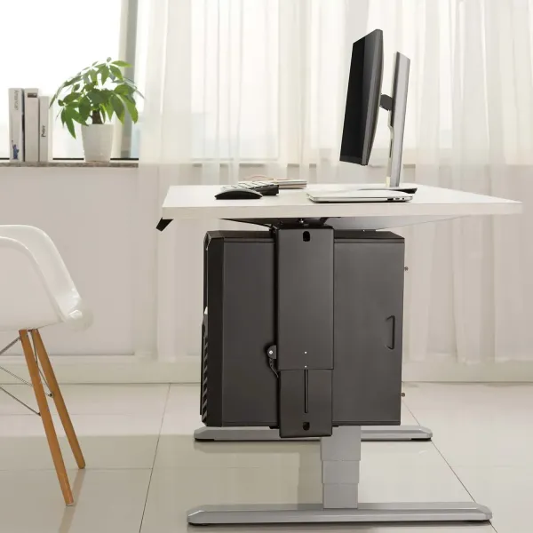 Aisens Soporte Giratorio Y Altura Personalizable para CPU por Debajo de Escritorio con Bloqueo Fácil 