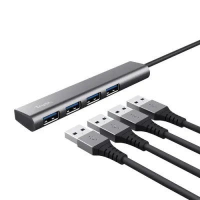 Trust Halyx HUB USB 3.2 Gen 1 4x USB Negro Gris Trust Halyx HUB USB 3.2 Gen 1 4x USB Negro Gris