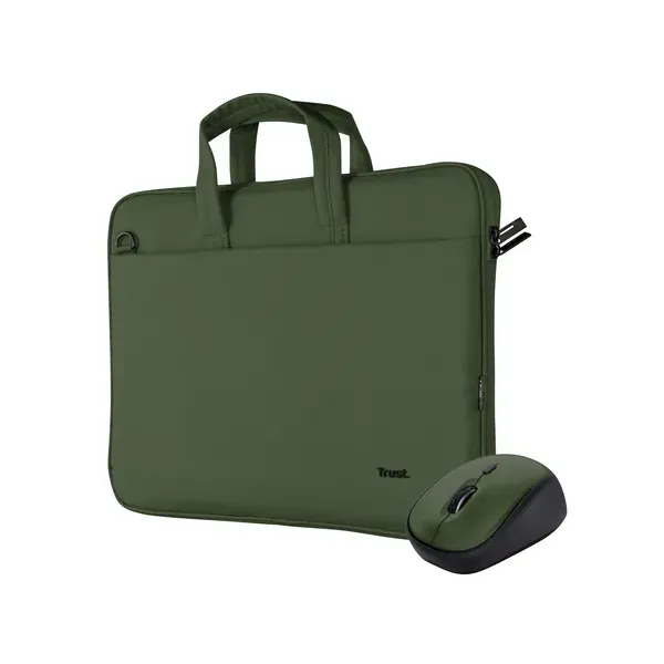 Pack Maletin Y Mouse Trust Bologna 24989 Verde Para Portatiles Hasta 16" Mouse Wireless Yvi+