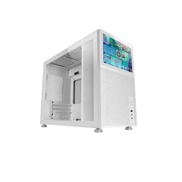 Mars Gaming MC-LCD Torre Custom Micro-ATX Pantalla LCD IPS 8" Cristal Templado Panel Modular Blanco