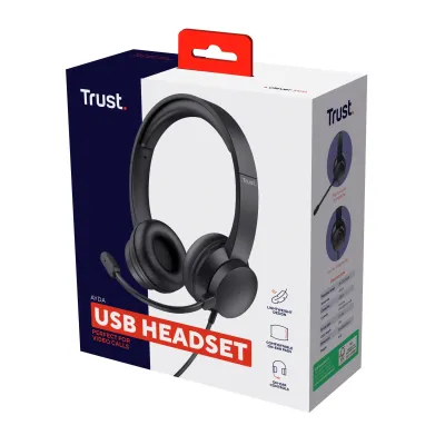 Trust Ayda On Ear Auriculares USB con Micrófono Negros Trust Ayda On Ear Auriculares USB con Micrófono Negros