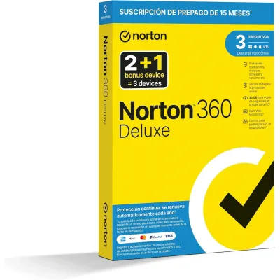 Norton 360 Deluxe 2024 | 3 Dispositivos + 25GB Nube PC/Mac | 1