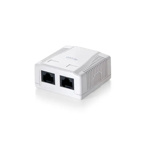 Roseta de Superficie Cat5e 2 Conectores Red Hembra RJ-45