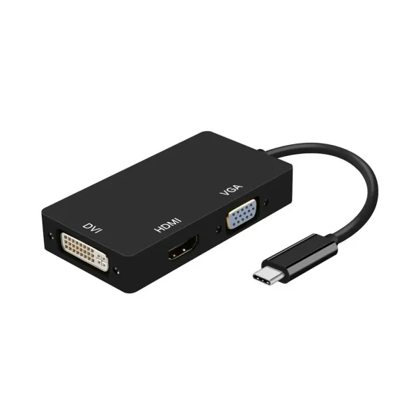 Aisens Adaptador USB-C a DVI/HDMI/VGA 15cm Negro
