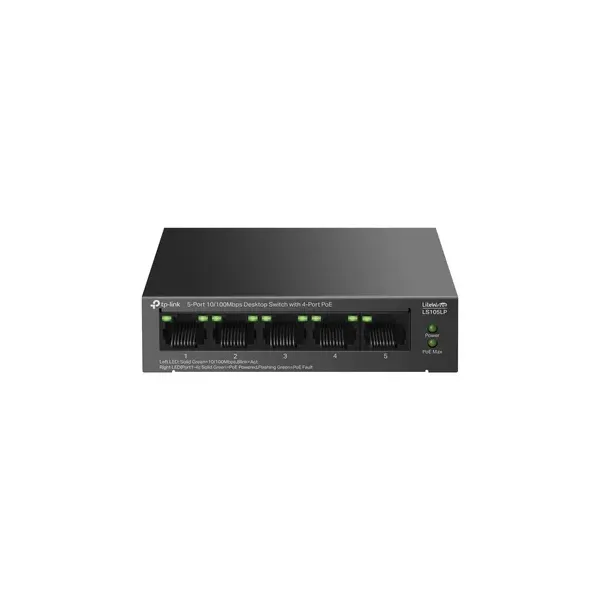 Switch No Gestionable Tp-link Ls105lp Litewave 5p 10/100 4p Poe+ Sobremesa Carcasa Metal No Rack