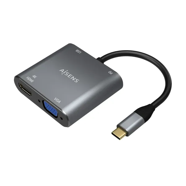 Aisens A109-0626 Adaptador USB-C a HDMI/VGA/USB-C/USB 3.0 15cm Gris