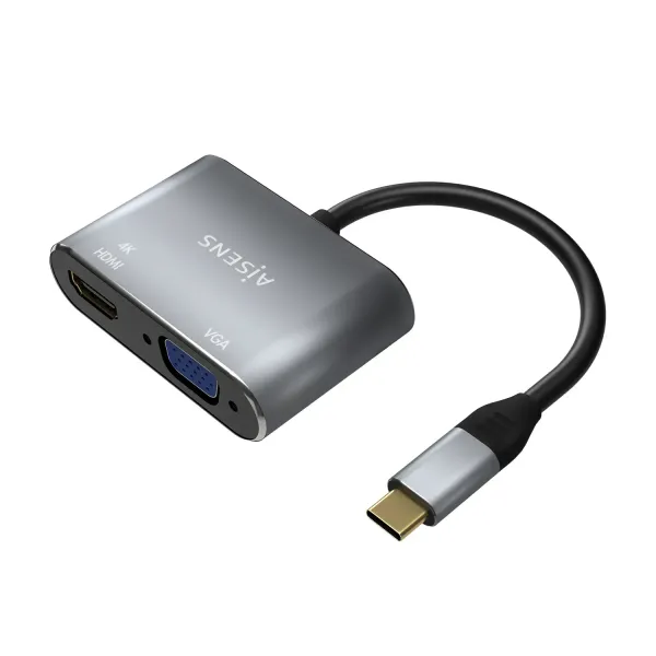 Aisens A109-0627 Adaptador USB-C a VGA/HDMI 15cm Gris
