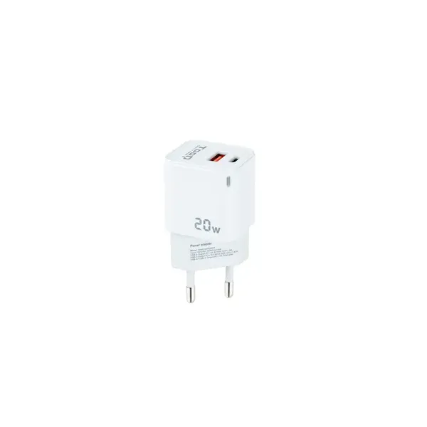Cargador de Pared TooQ TQWC-QCPD20WT/ 1xUSB-Tipo C/ 1x USB/ 20W/ Blanco