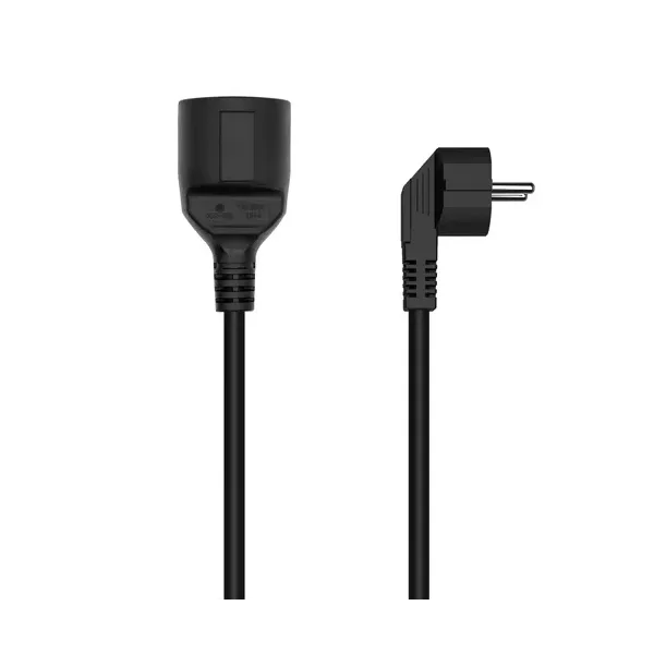 Cable Alargador de Alimentación Aisens A132-0600/ CEE7 Macho - CEE7 Hembra/ Hasta 1500W/ 2m/ Negro