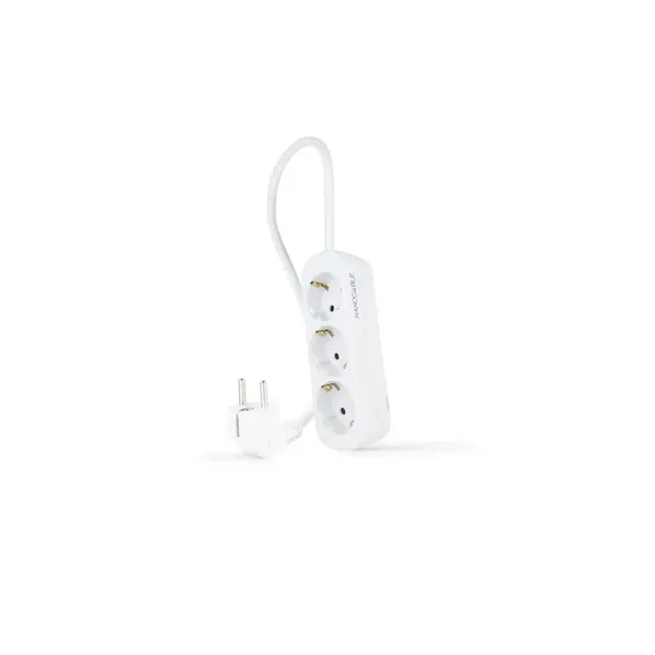 Regleta Nanocable 10.38.0003-NS/ 3 Tomas de Corriente/ Cable 1.4m/ Blanca