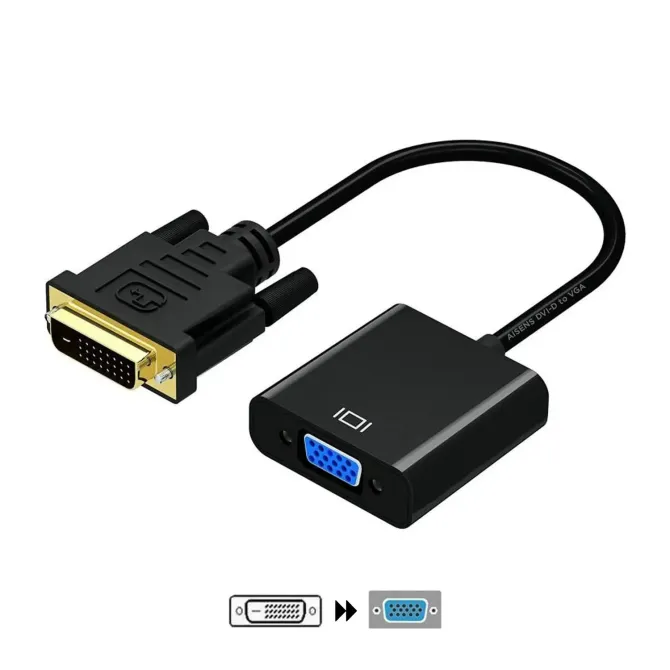 Aisens Adaptador DVI-D a VGA Macho/Macho 10cm Negro