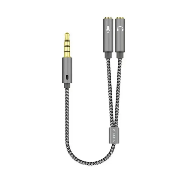 Aisens Cable Audio Jack 3.5mm a 2xJack 3.5mm Macho/Hembra 25cm Gris 