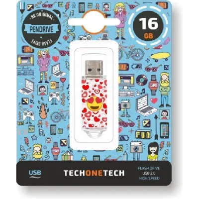 Pendrive 16GB Tech One Tech Emojis Heart Eyes USB 2.0 Pendrive 16GB Tech One Tech Emojis Heart Eyes USB 2.0
