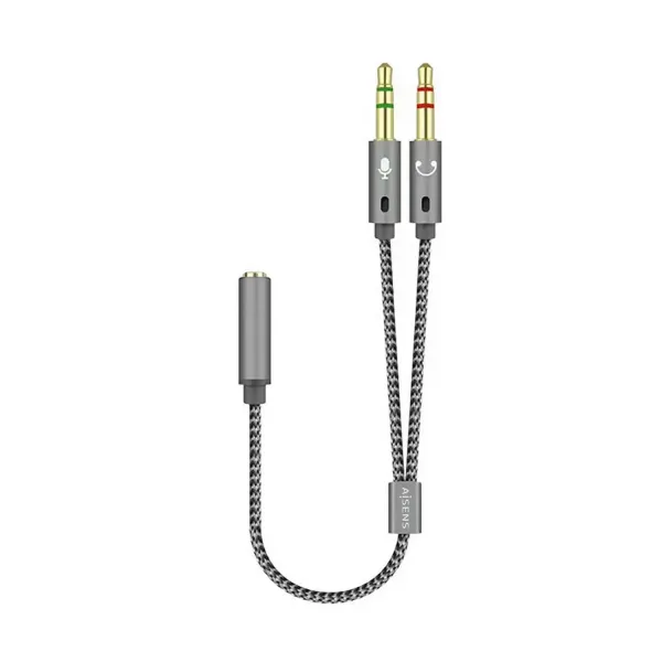Aisens Cable Adaptador Jack 3.5mm a 2xJack 3.5mm Hembra/Macho 25cm Gris 