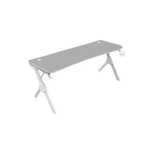 Mesa Mars Gaming Mgd Xl White Chasis De Acero Tablero 160x60cm Altura 74cm Con Diseño De Fibra De Carbono Con Guias Y Soportes