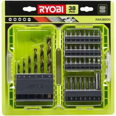 Estuche de 38 Puntas para Perforación y Atornillar Ryobi Estuche de 38 Puntas para Perforación y Atornillar Ryobi