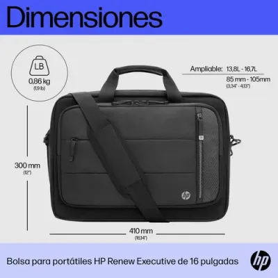 Maletín HP Renew Executive para Portátiles hasta 16'/ Negro Maletín HP Renew Executive para Portátiles hasta 16'/ Negro