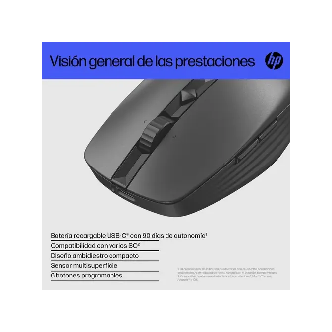 Ratón Inalámbrico HP 715 Multi/ Batería Recargable/ Hasta 1200