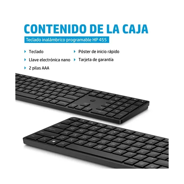 Teclado Inalámbrico Programable HP 455/ Negro