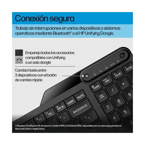 Teclado Inalámbrico HP 475 Dual/ Negro