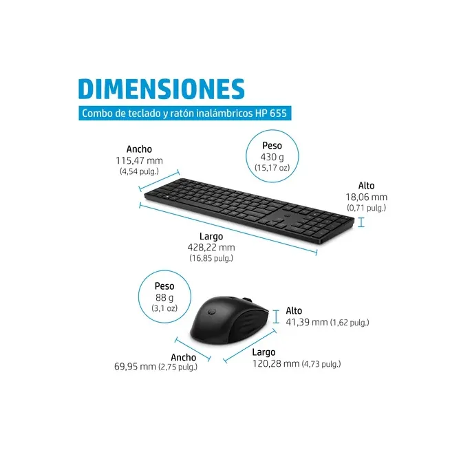 Teclado y Ratón Inalámbricos HP Combo 655/ Negro