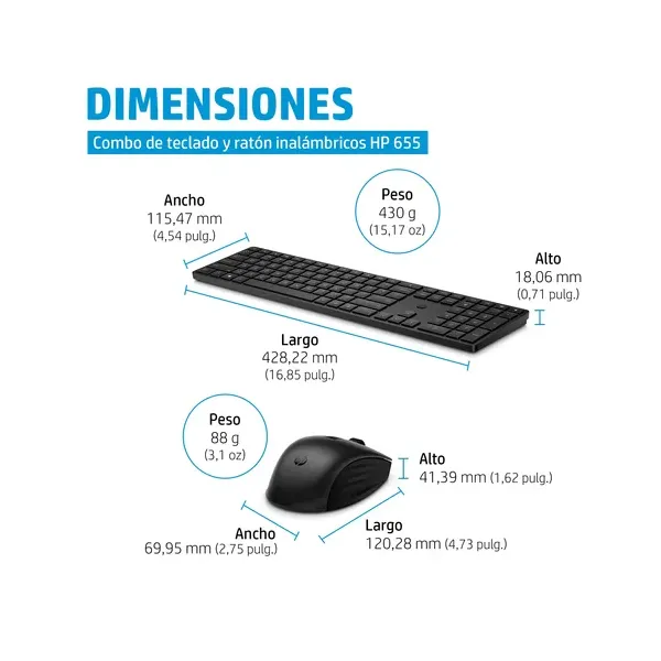 Teclado y Ratón Inalámbricos HP Combo 655/ Negro