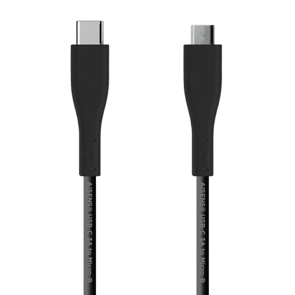 Aisens Cable USB 2.0 3A Tipo C Macho a Micro B Macho 1m Negro