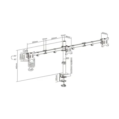 Aisens DT27TSR-061 Soporte Doble Brazo para 3 Monitores 13-27"