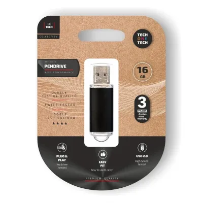 Pendrive 16GB Tech One Tech Basic USB 2.0/ Negro Pendrive 16GB Tech One Tech Basic USB 2.0/ Negro
