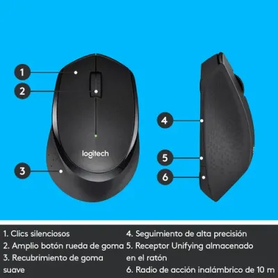 Logitech M330 Silent Plus Ratón Inalámbrico Negro 1000DPI Logitech M330 Silent Plus Ratón Inalámbrico Negro 1000DPI
