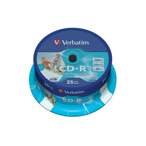 CD-R Verbatim AZO Imprimible 52X/ Tarrina-25uds