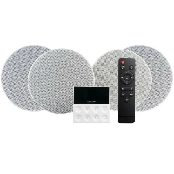 Fonstar KS-WALL 4 Kit Amplificador de Pared y 4 Altavoces de Techo Bluetooth/USB/FM/AUX 