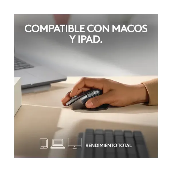 Logitech MX Master 3S para Mac, Apple, iPad, Funciona sobre cristal con Clics Silencioso, USB-C Negr