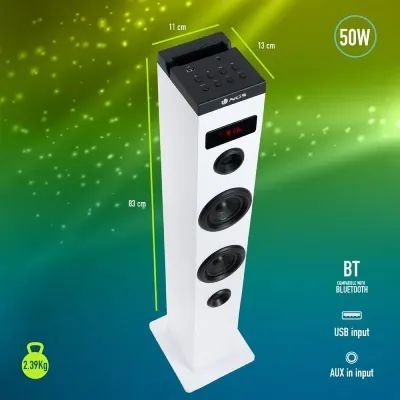 NGS Sky Charm Torre de Sonido Bluetooth 50W Blanco
