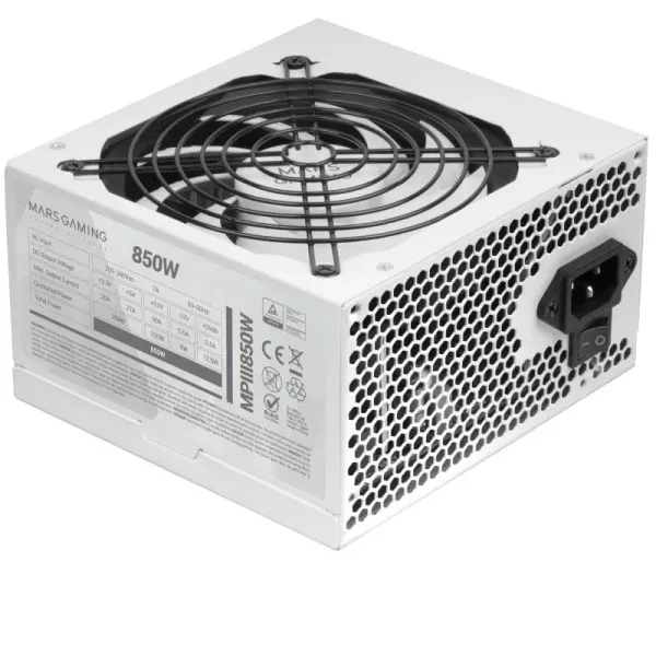 Fuente Alimentación Mars Gaming MPIII850 Fuente Alimentación PC ATX 850W 5 Años Garantía 85% Eficien