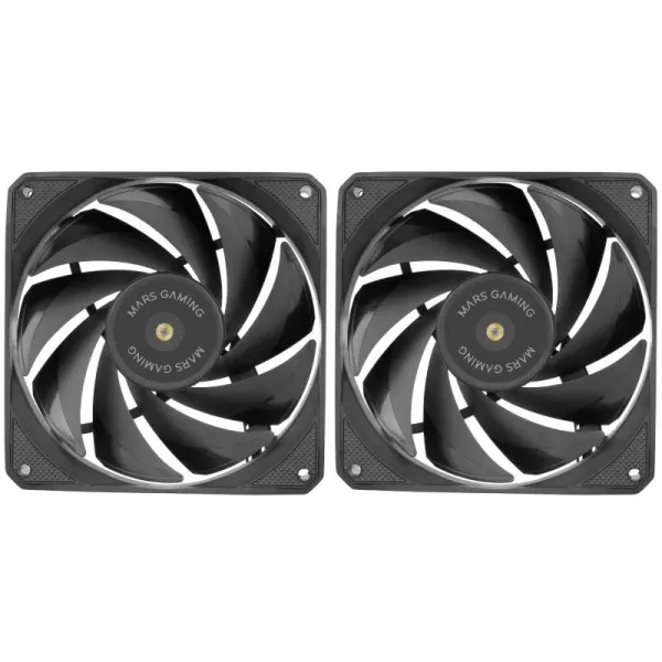 Mars Gaming MF-NCLX2 Kit 2 Ventiladores Ultrasilenciosos FDB 120mm Diseño Aspas Híbridas PWM Negro
