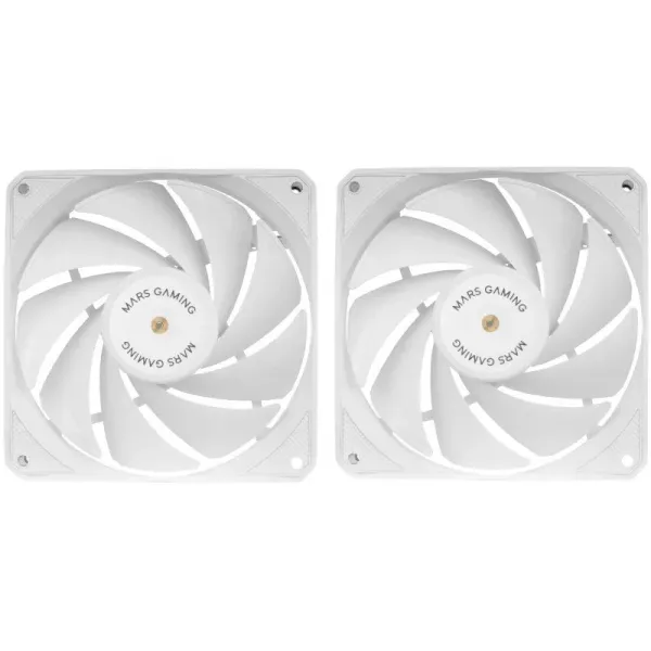 Mars Gaming MF-NCLX2 Kit 2 Ventiladores Ultrasilenciosos FDB 120mm Diseño Aspas Híbridas PWM Blanco