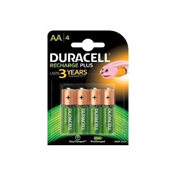 Pack de 4 Pilas AA Duracell HR6-B/ 1.2V/ Recargables