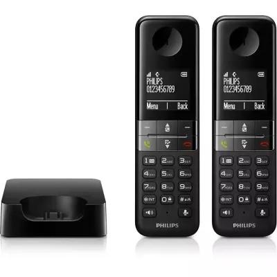 Philips D4702B/34 Teléfono Inalámbrico Duo Negro