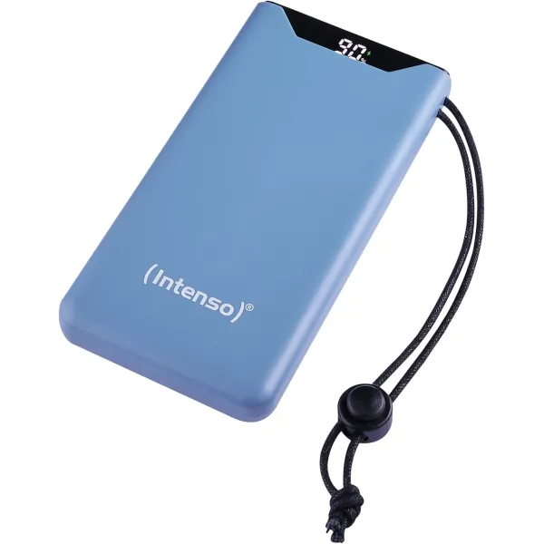 Intenso Powerbank F10000 Azul - Batería Externa 10000 mAh carga rápida, USB-C a 20W y USB-A a 15W 