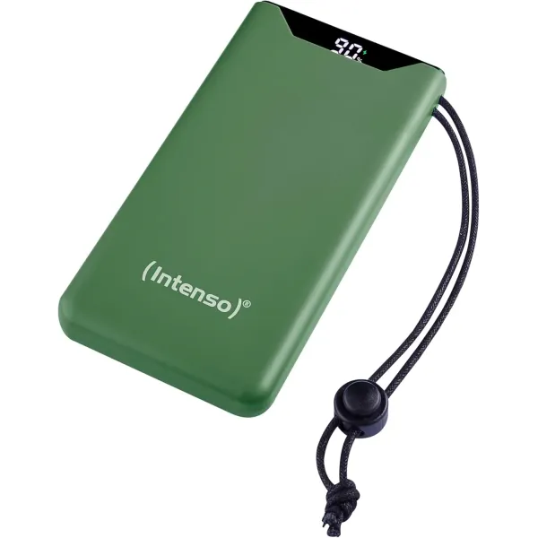 Intenso Powerbank F10000 Verde - Batería Externa 10000 mAh carga rápida, USB-C a 20W y USB-A a 15W 