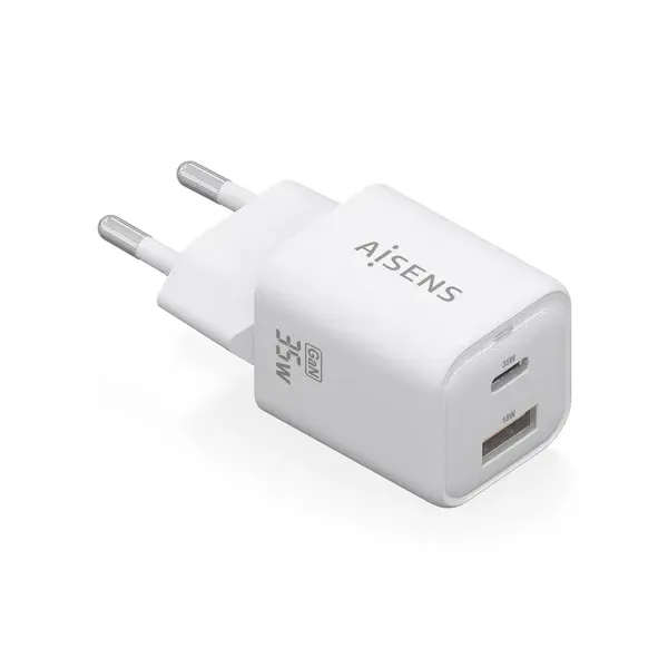 Cargador Gan de Pared Aisens ASCH-35W2P024-W/ 1xUSB Tipo-C/ 1xUSB/ 35W