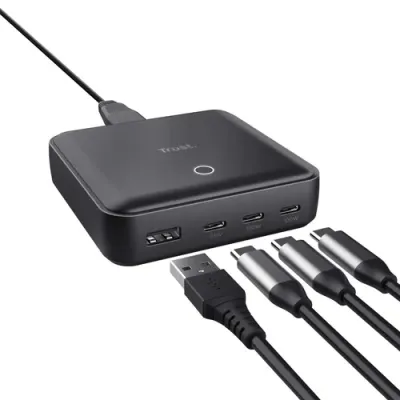 Cargador de Sobremesa Trust Maxo/ 3xUSB Tipo-C/ 1xUSB/ 100W Cargador de Sobremesa Trust Maxo/ 3xUSB Tipo-C/ 1xUSB/ 100W